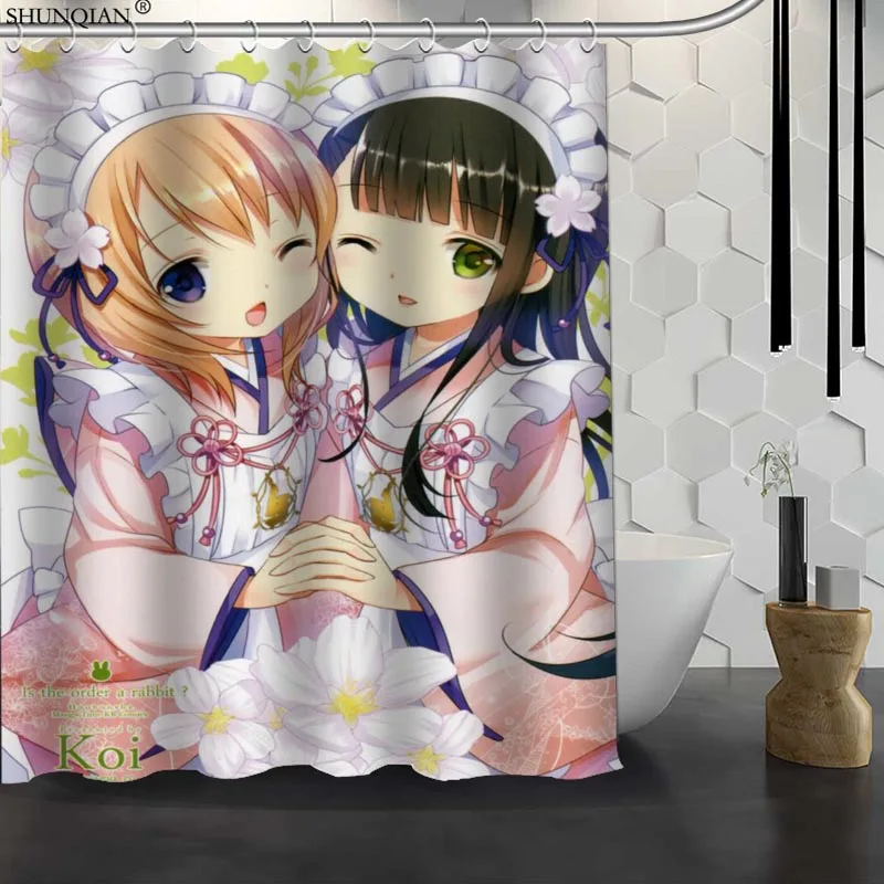 Новый Gochuumon wa Usagi Desu ka пользовательские занавески для душа водонепроницаемая