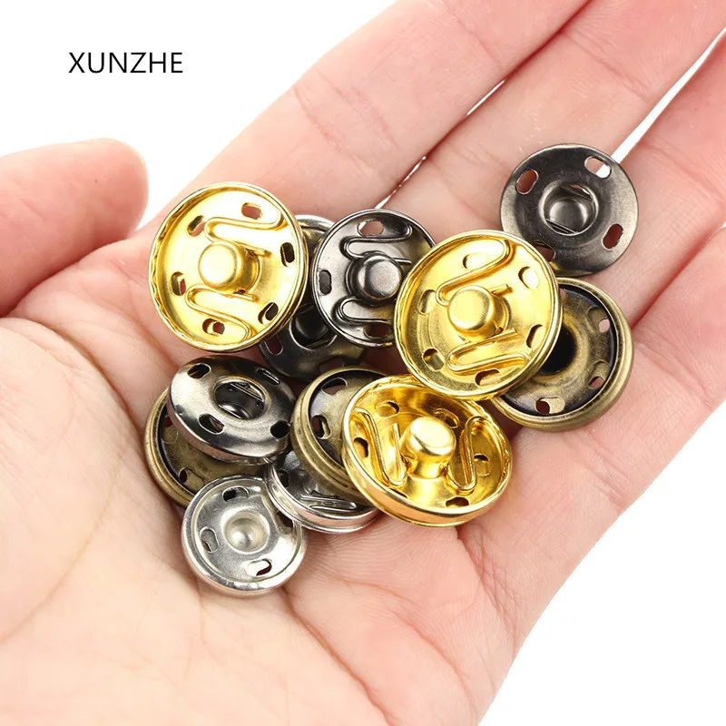 XUNZHE 100 Sets Metal Buttons Push Buttons Black Gold Silver Plated Buttons for Women Buckles DIY Sew Accessories for Clothes