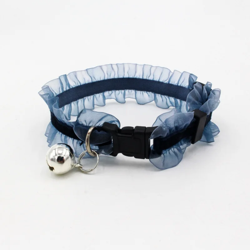 Свежий прекрасный эластичный кружевной ошейник для питомца кошки пластиковая