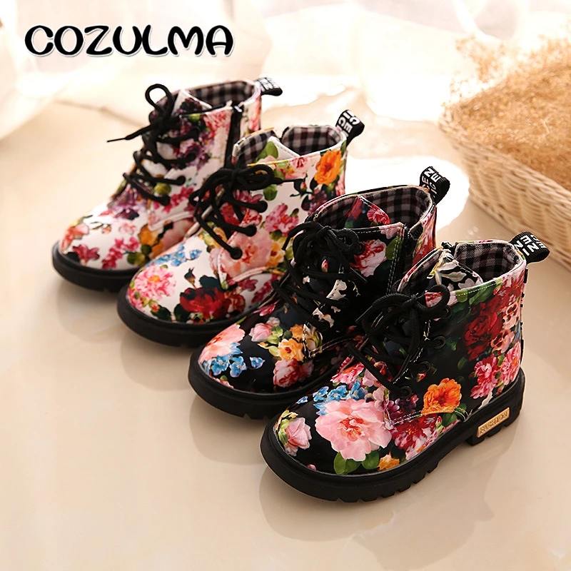 Детские ботинки CUZULLAA для девочек и мальчиков элегантные сапоги с цветочным
