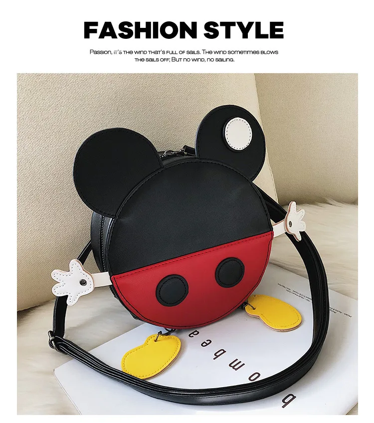 Disney Микки Маус леди мультфильм PU Сумка Круглый Мода Сумка подарки для девочек хранения пакет, косметичка