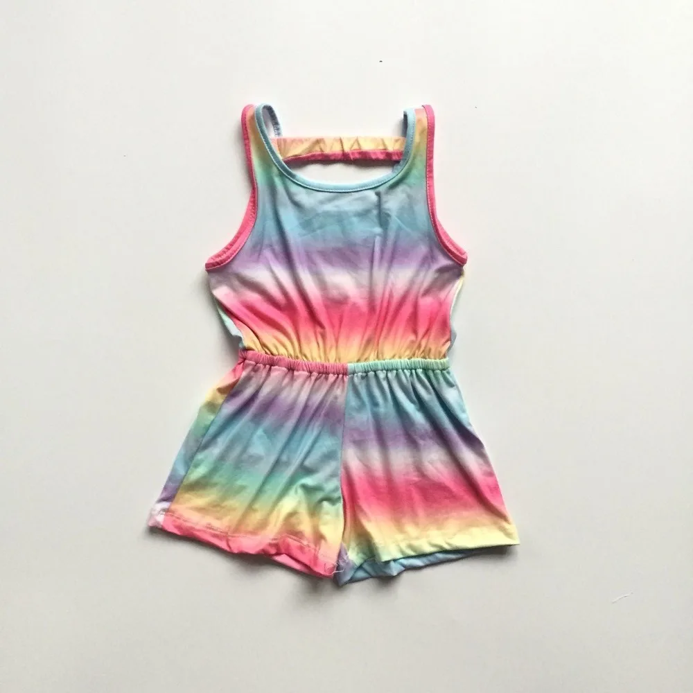 girls clothes milk silk Gradient ruffle Summer cotton baby RAINBOW TANK romper One-piece garment jumpsuit sleeveless | Мать и ребенок