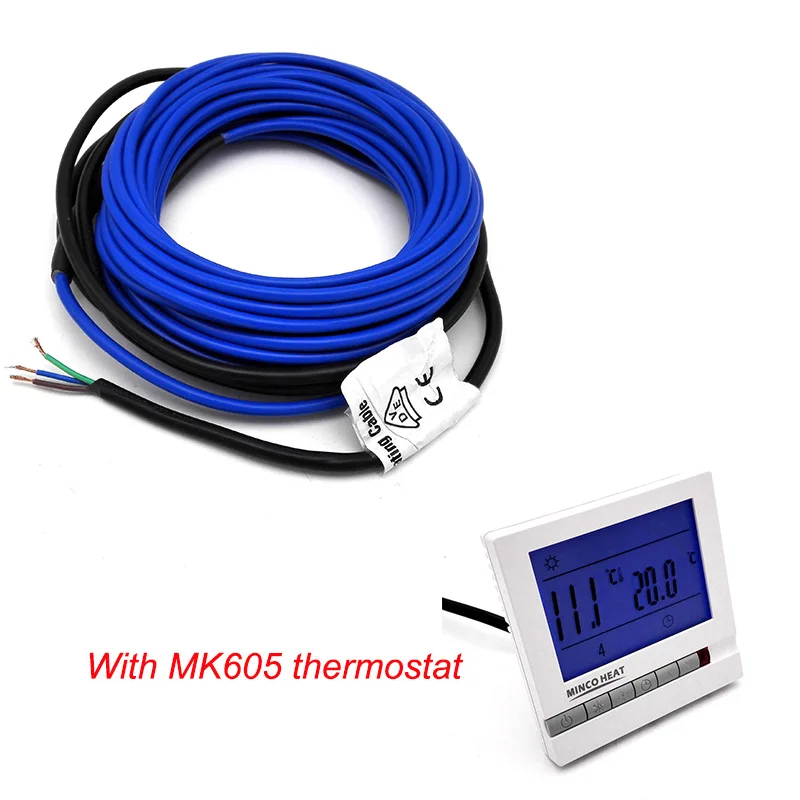 MK605 and cable 220V 850W электрический нагревательный провод 20 Вт/м 42,5 м/лот ПВХ покрытием двойной сплав напольного отопления Нагревательный Кабель - Цвет: MK605 and cable