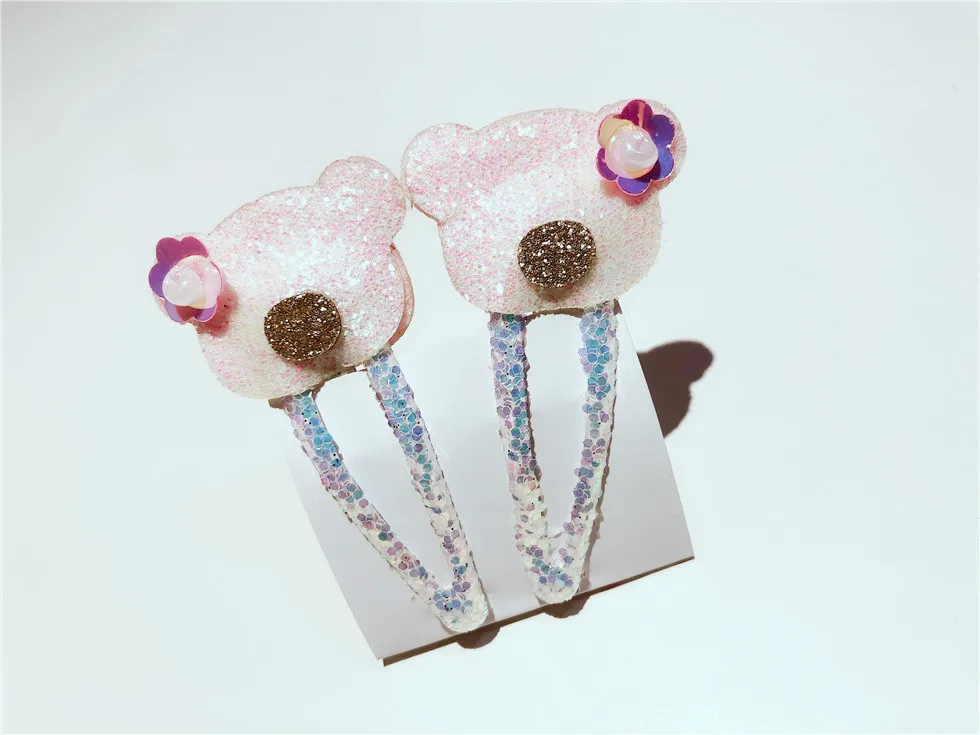 Boutique ins 12Sets Fashion Cute Glitter Deer Rabbit Snap Clips Floral Pig Fox Hairpins Princess Headwear Hair Accessories