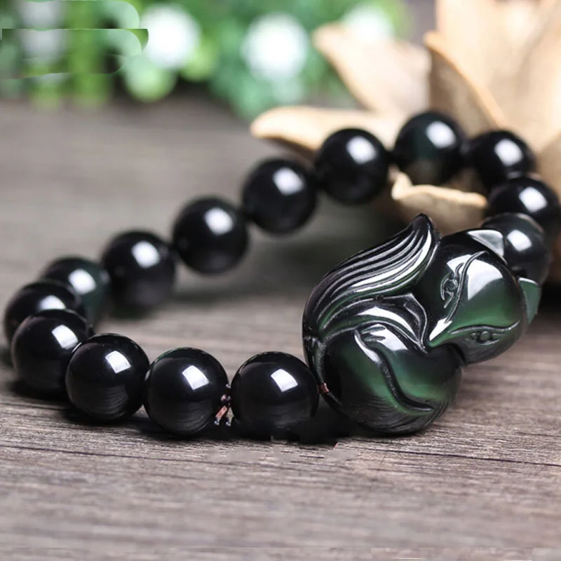 Браслет из натурального камня круглые бусины Радужный глаз | Украшения и