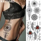 REJASKI черные серьги хна мандала цветок временные татуировки для женщин наклейки сексуальные водостойкие татуировки боди-арт руки талии Пользовательские Татуировки