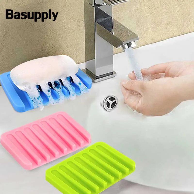 Цветной силиконовый гибкий мыльница Basupply держатель для хранения поднос тарелок