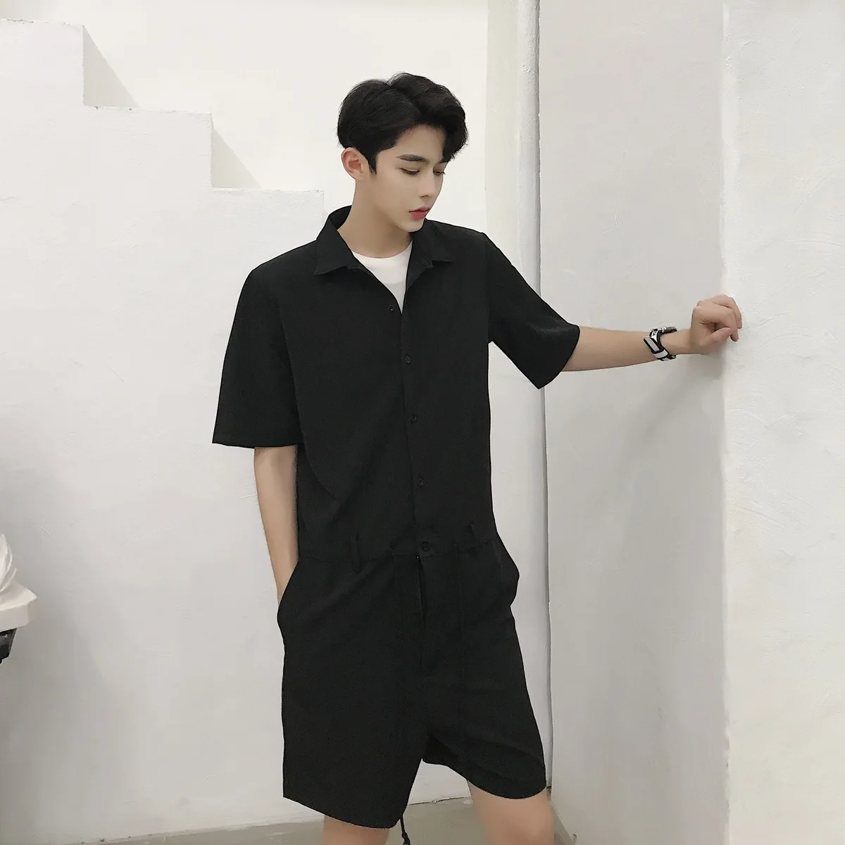 Мужская Уличная мода хип хоп повседневный комбинезон с коротким рукавом штаны на