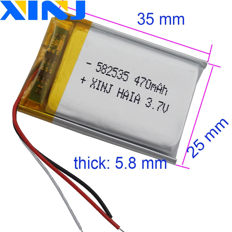 XINJ 3,7 V 470 мАч литий-полимерный аккумулятор li-po 582535 3pin JST-PH 1,0/1,25/1,5/2,0/2,54 мм разъем для gps навигации музыкальный плеер
