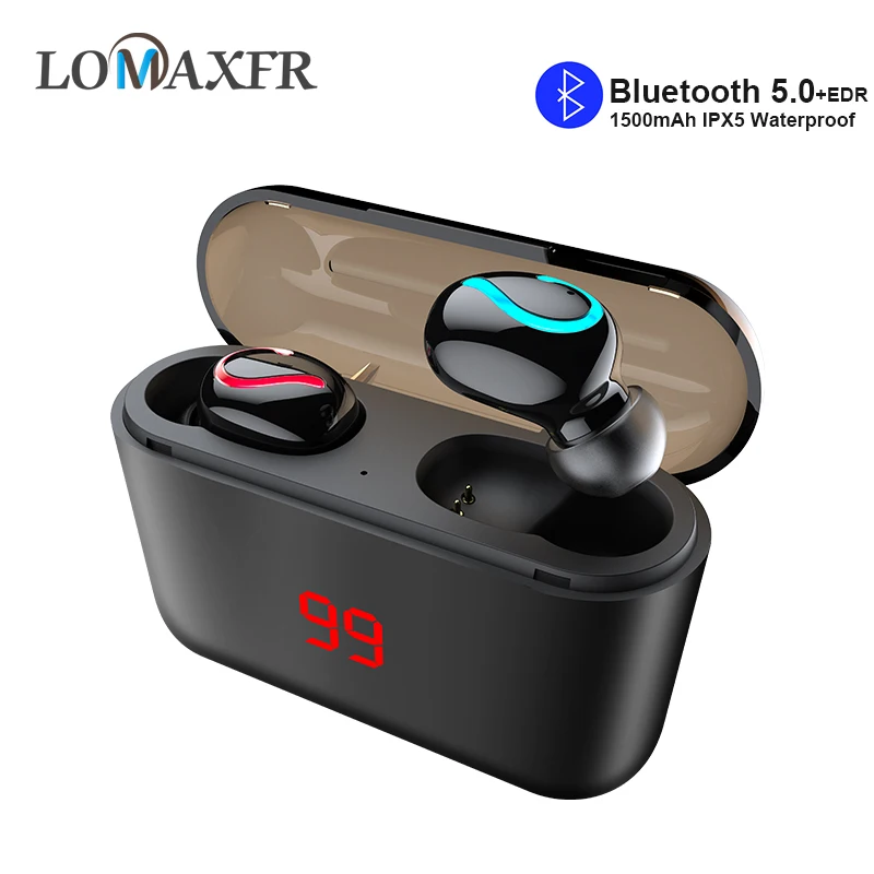 Беспроводная bluetooth-гарнитура с микрофоном, стерео спортивные наушники в ухо, TWS 5,0, спортивные наушники для бега, наушники с зарядным устройством