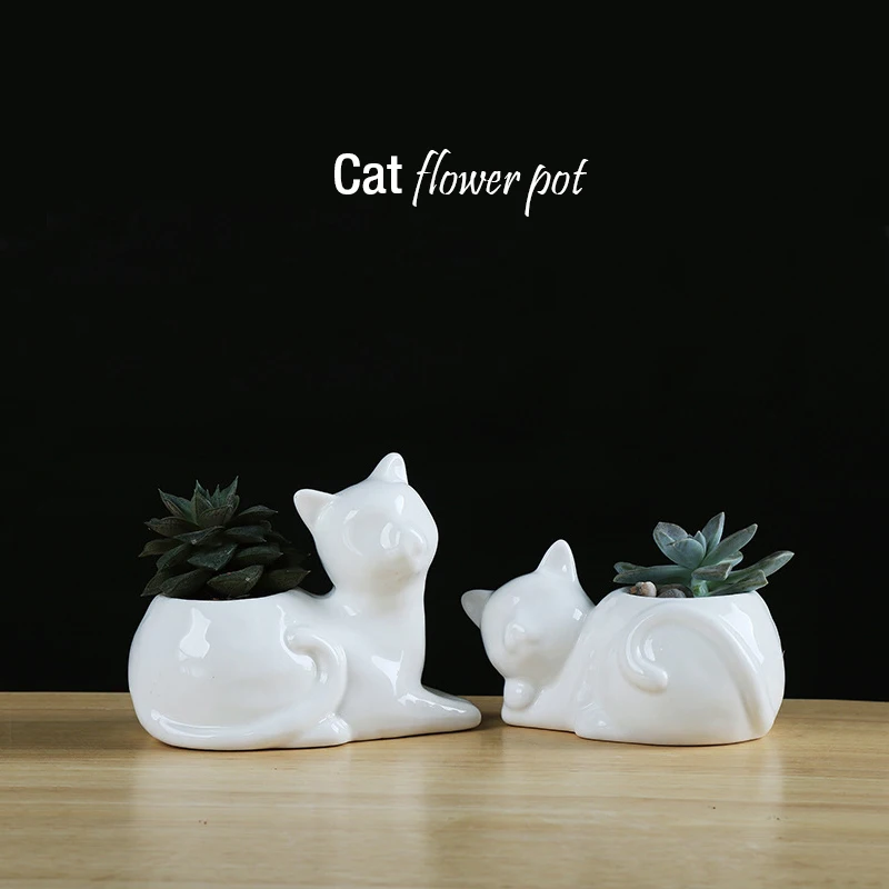 Lucky cat цветочный керамический цветочный горшок ваза мультяшная кошка игрушка наклейка Садоводство креативный стол zakka лицо в горшках статуя кота Рождество - Цвет: AB