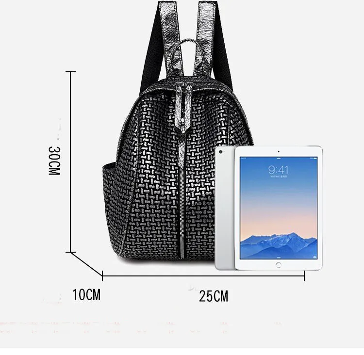 Backpack female 2019 new large capacity woven pattern fashion pu soft leather student bag travel quality | Багаж и сумки