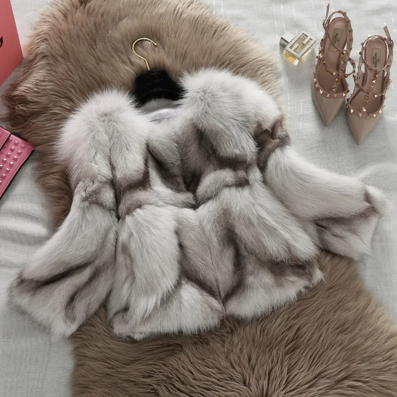 Короткие цвета Лисий мех пальто верхняя одежда пальто куртка пончо Блейзер шаль обернуть Топ Тренч Одежда верблюжий Цвет: розовый Кармин розовый серый 6XL 7XL