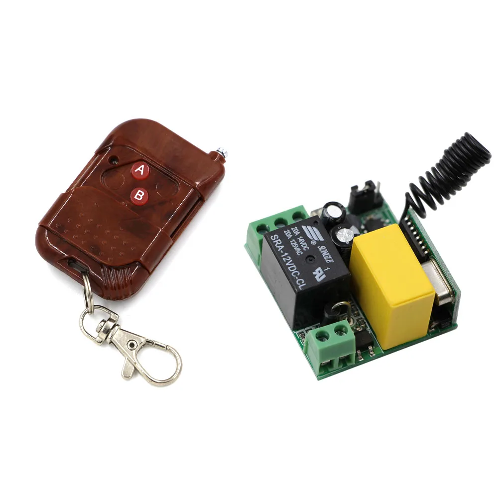 

AC220V 10A Relay 1CH Wireless RF Remote Control Switch Learning Code Transmitter + Receiver ; 315Mhz/433Mhz High Quality