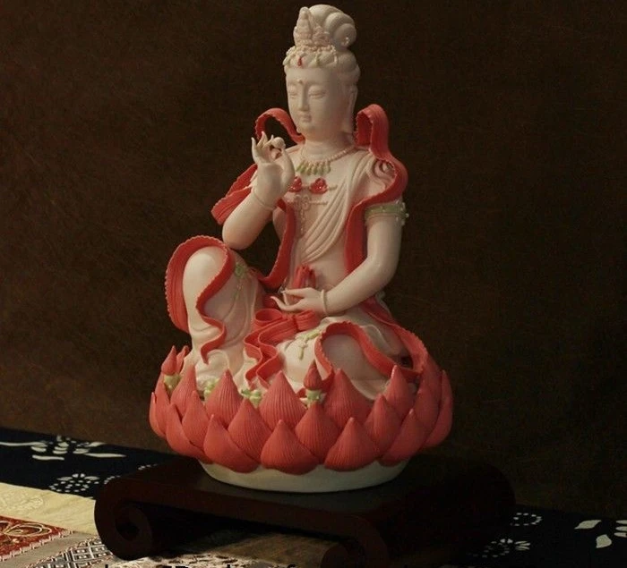Фарфоровая керамика Dehua цветной фарфор Гуаньинь Будда | Дом и сад