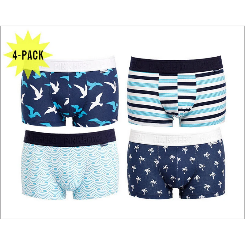 Нижнее белье для мужчин эластичные мягкие хлопковые боксеры в полоску Модный