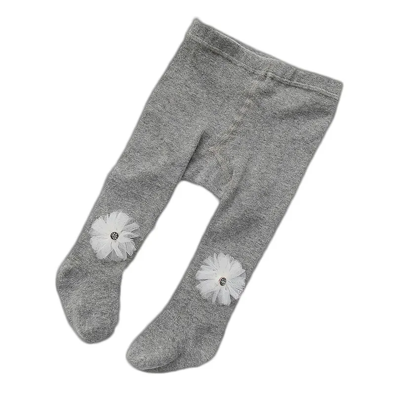 Модные кружевные колготки с цветами для девочек хлопковые танцев белые черные