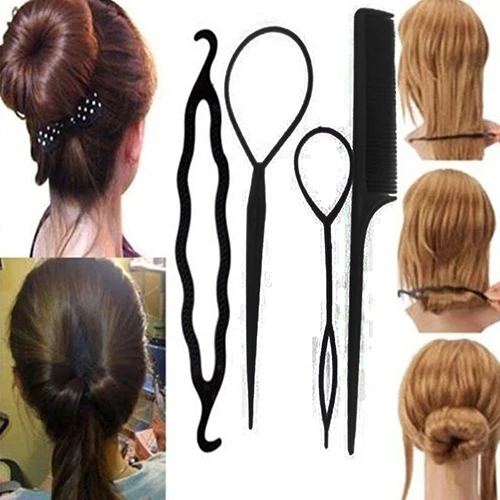 

Women's 4Pcs Hair Twist Styling Clip Stick Bun Maker Braid Tool Hair Accessories