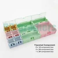 11pcsset component storage box ic components boxes smt smd wen tai 1 2 3 boxes kit 50setslot