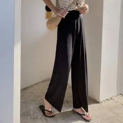 black(40-80kg) DASSWEI Fashion Wide Leg Pants Women Casual Elastic High Waist loose Pants Summer Pleated Long Solid Pant Trousers Femme - Цвет: black(40-80kg)