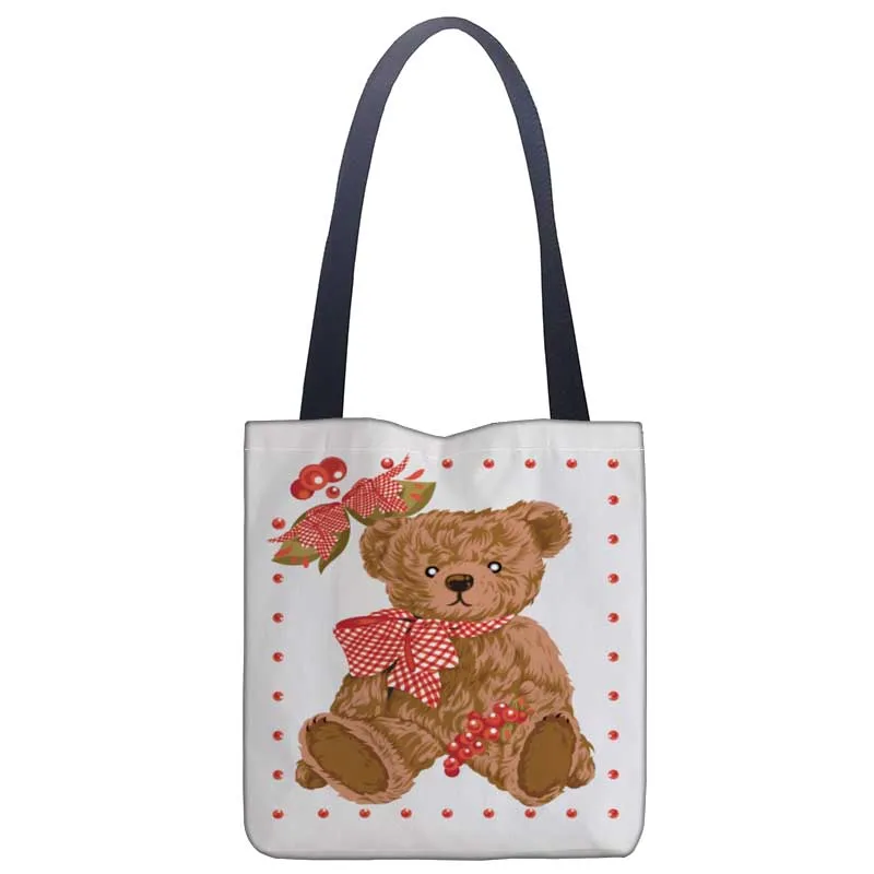 Сумка-тоут с симпатичным медведем для женщин тканевые экологически чистые