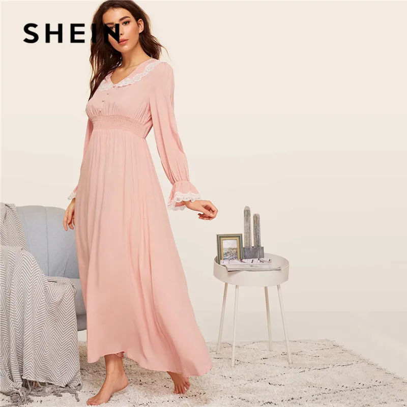 SHEIN Вечернее Платье С Оригинальным Рукавом И Кружевной Отделкой, Вечернее Платье С Длинным Рукавом