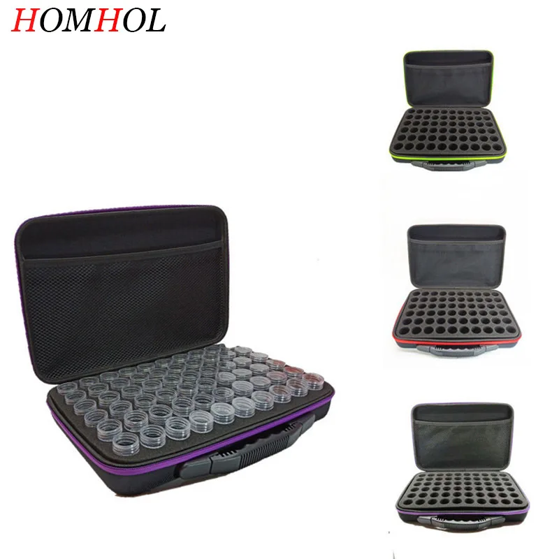 

NEW 60 Bottles Diamond Painting Box Tool Container Storage Box Carry Case Holder Hand Bag Zipper Design Shockproof Durable