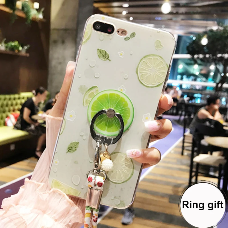 3D фруктовые Чехлы для iphone 7 6 чехлы из ТПУ 8 6s Se 5S Plus чехол с кольцом мягкий телефона