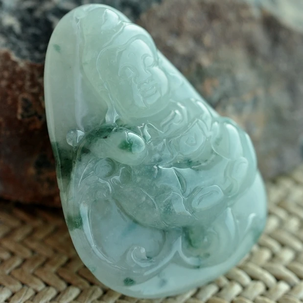 Изысканный кулон из натурального нефрита Гуаньинь e2 #|Подвески| |