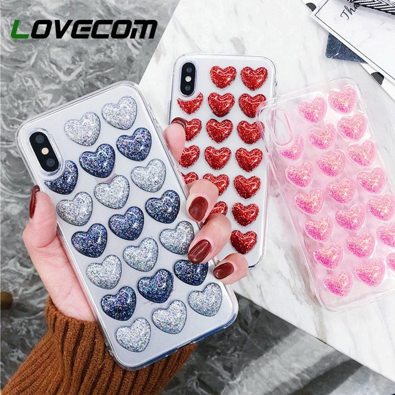 Чехол LOVECOM для телефона iPhone 11 Pro Max XR XS 7 8 Plus X милый Блестящий Мягкий Прозрачный