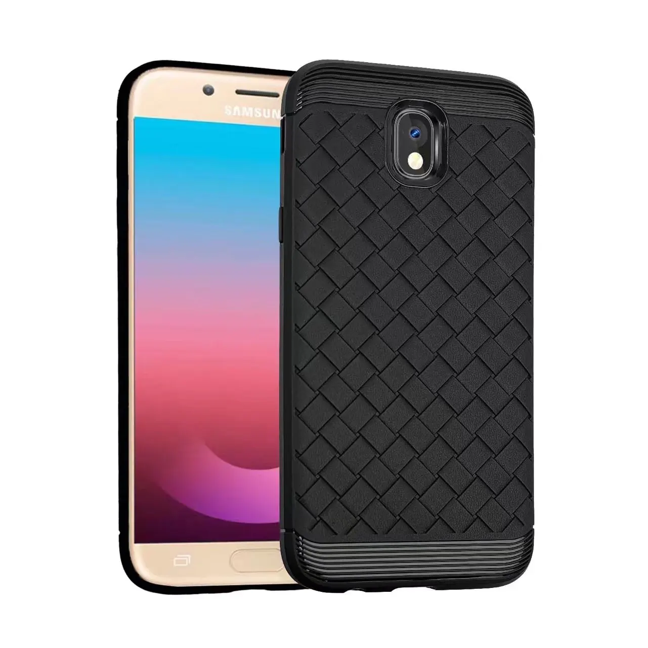 Soft Silicone Case For Samsung Galaxy J3 J5 J7 2017 EU Luxury Woven Pattern back cover for samsung J7Prime Pro J330 J530 J730 |