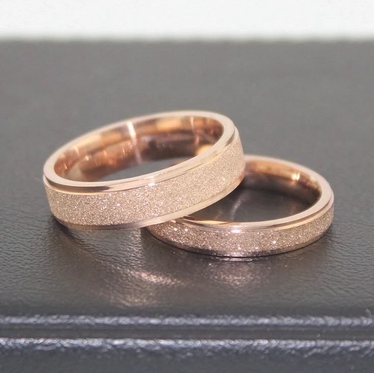 LASPERAL Stainless Steel Couple Rings Rose Gold Matte Stars For Men Women Party Jewelry Wedding Engagement Lovers Ring | Украшения и