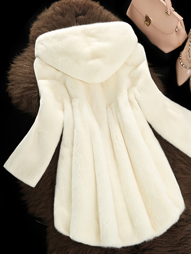 Mubao long paragraph mink fur coat female 2019 new imported wave swing hooded MD7248 | Женская одежда