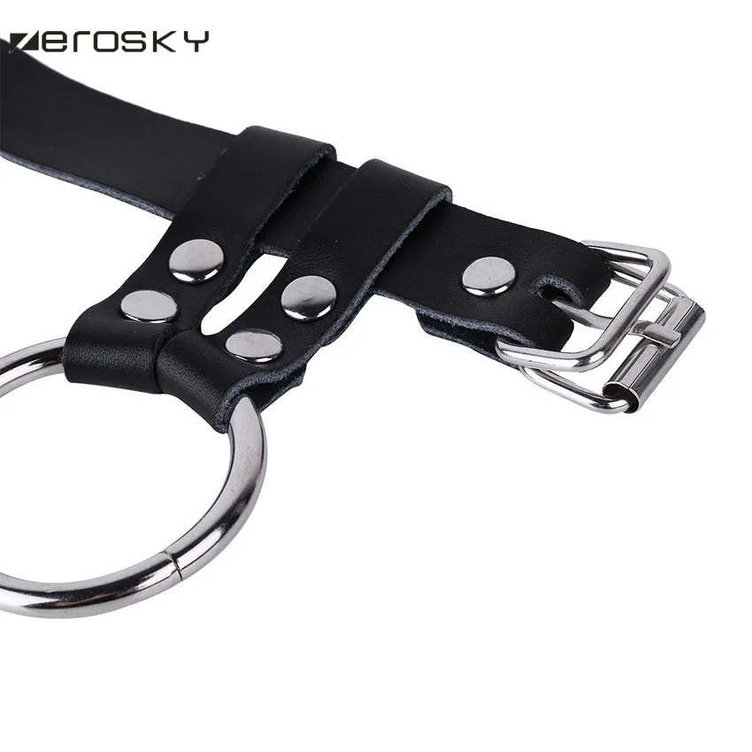 Мужской кожаный ремешок Zerosky регулируемый для Пенис с фиксатором секс игрушки