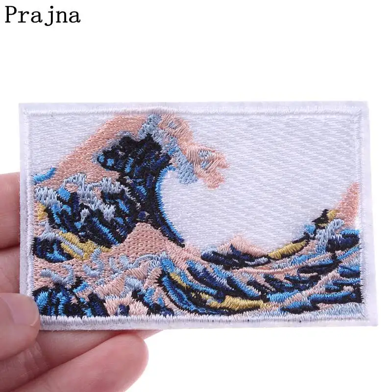 Prajna The Great Wave Off Kanagawa аппликация нашивки значки Вышивка Железо на заплатах для
