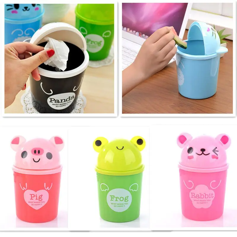 Симпатичная настольная мини корзина для мусора с крышкой маленькая Бытовая