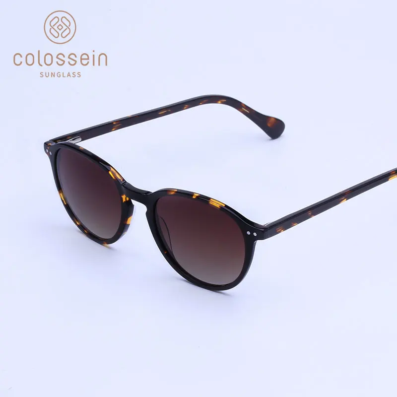 Brown COLOSSEIN солнцезащитные очки Женские винтажные Кошачий глаз с покрытием солнцезащитные очки поляризованные черная коричневая рамка мужские очки UV400 ручной работы - Цвет линз: Brown