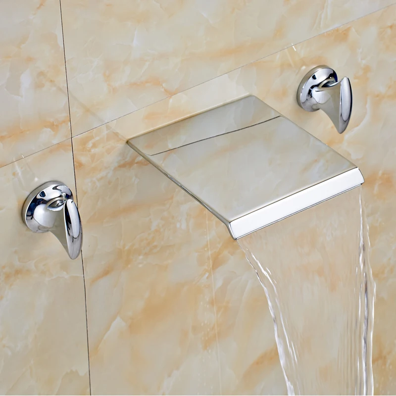 Полированное хромированное настенное крепление водопад раковина для ванны