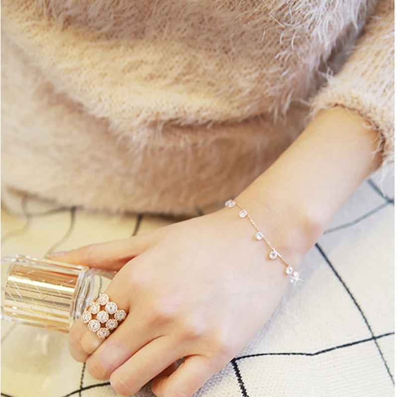 JZTOP брендовые роскошные женские браслеты цвета розового золота с цирконом для