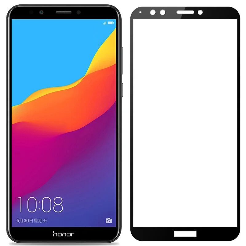 Закаленное стекло 9H с полным покрытием для Huawei Y7 Prime 2018 Защита экрана 7C защитная