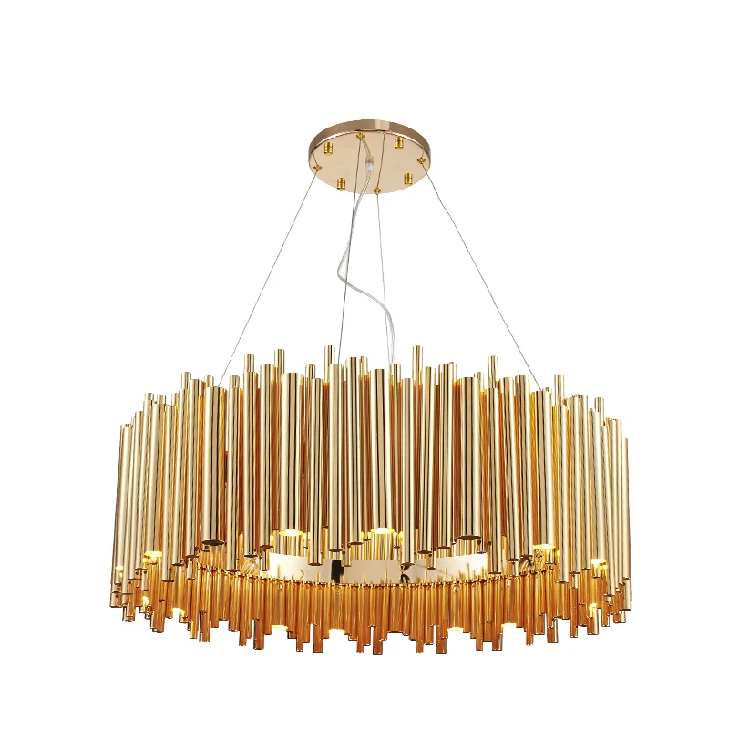 Пост современный Дизайн золото Алюминий трубки Люстры Италия люстра Освещение
