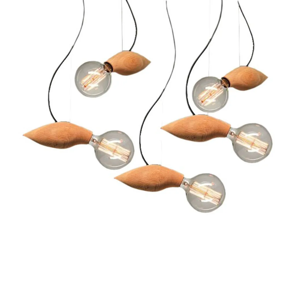 Новая деревянная светодиодная подвесная лампа E27 подвесной светильник из манго