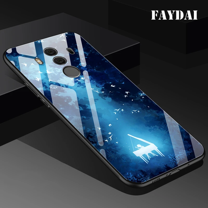 Faydai для Huawei Коврики 10 Pro закаленное Стекло Дело ТПУ Силиконовые цветочным узором