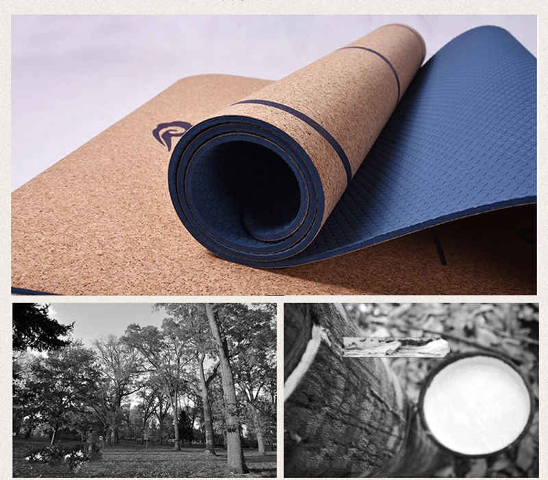 Коврик для йоги из ТПЭ и пробки 5 мм нескользящий коврик без запаха похудения