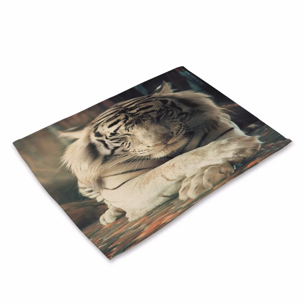 Animal Printing Cotton Table Napkins Polyester Dinner Cloth Hotel For Wedding Party Decoration Tiger Mat | Дом и сад