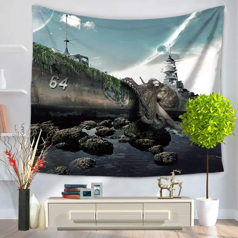 Индийский гобелен с изображением осьминог Настенное подвесное одеяло матрас для