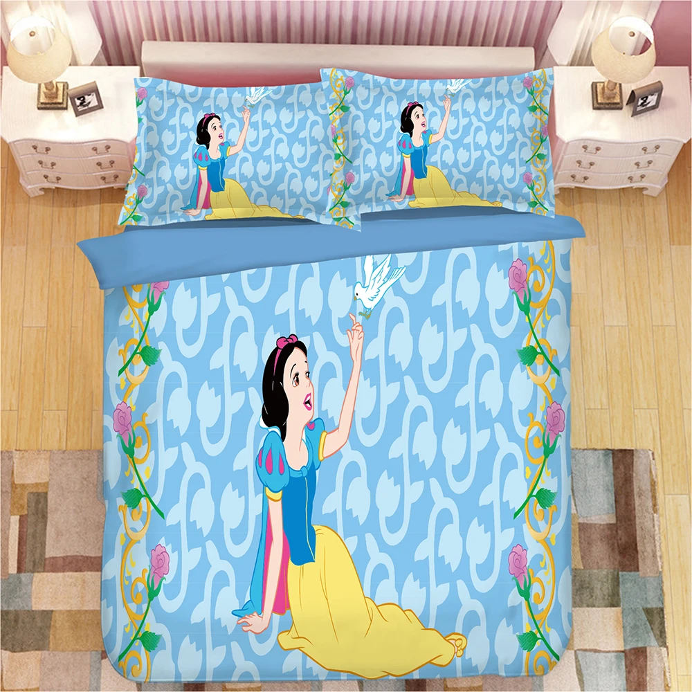 Комплект постельного белья из 3 предметов для девочек и принцесс мультфильмов
