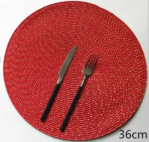 red 36cm 18 см 36 см Настольный коврик кухня столовая подставки для кружек ткацкая подставка в стиле «Вестерн» Нескользящие чаши подстаканники настольные декоративные коврики - Цвет: red 36cm