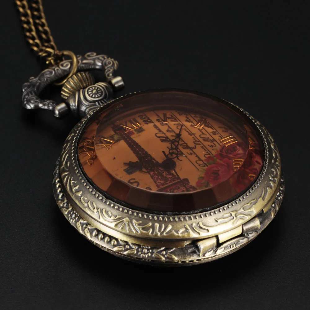 Горячая Montre женские карманные часы винтажный прозрачный кристалл лицо