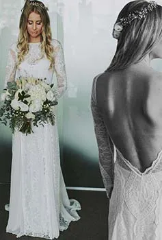 Длинные рукава размера плюс свадебные платья с открытой спиной цвета слоновой кости пляжные свадебные платья Robe De Mariage